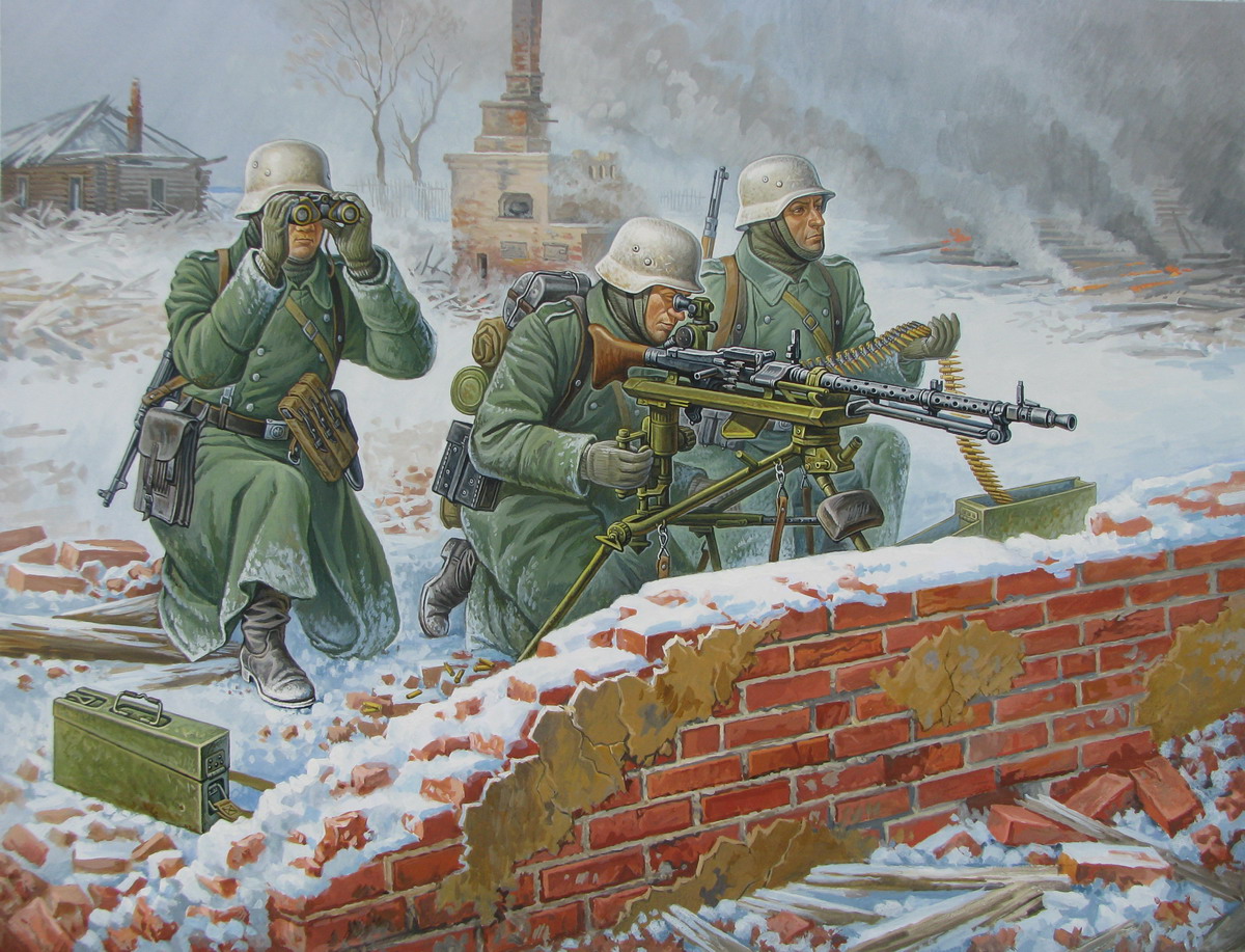 Snap Kit figurky 6210 - Ger. Machine-gun with Crew (Winter Uniform) (1:72)