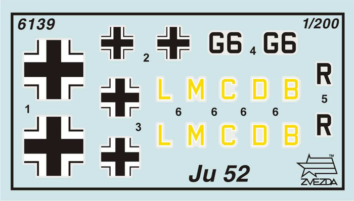 Snap Kit letadlo 6139 - Junkers Ju-52 Transport Plane (1:200)