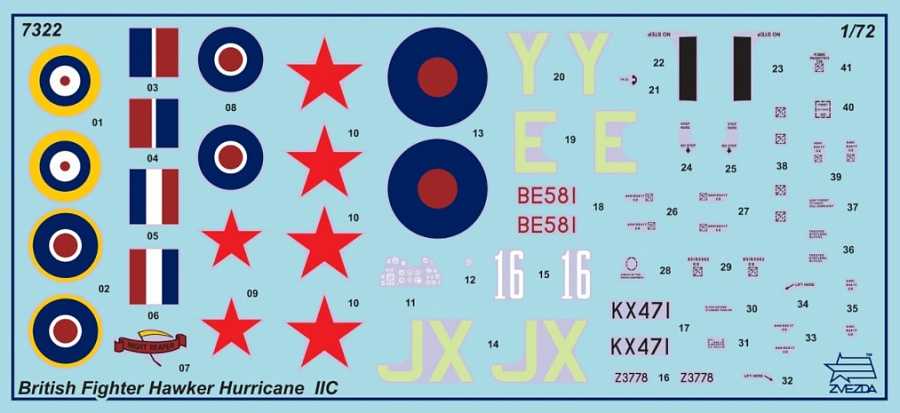 Snap Kit letadlo 7322 - Hawker Hurricane Mk II C (1:72)