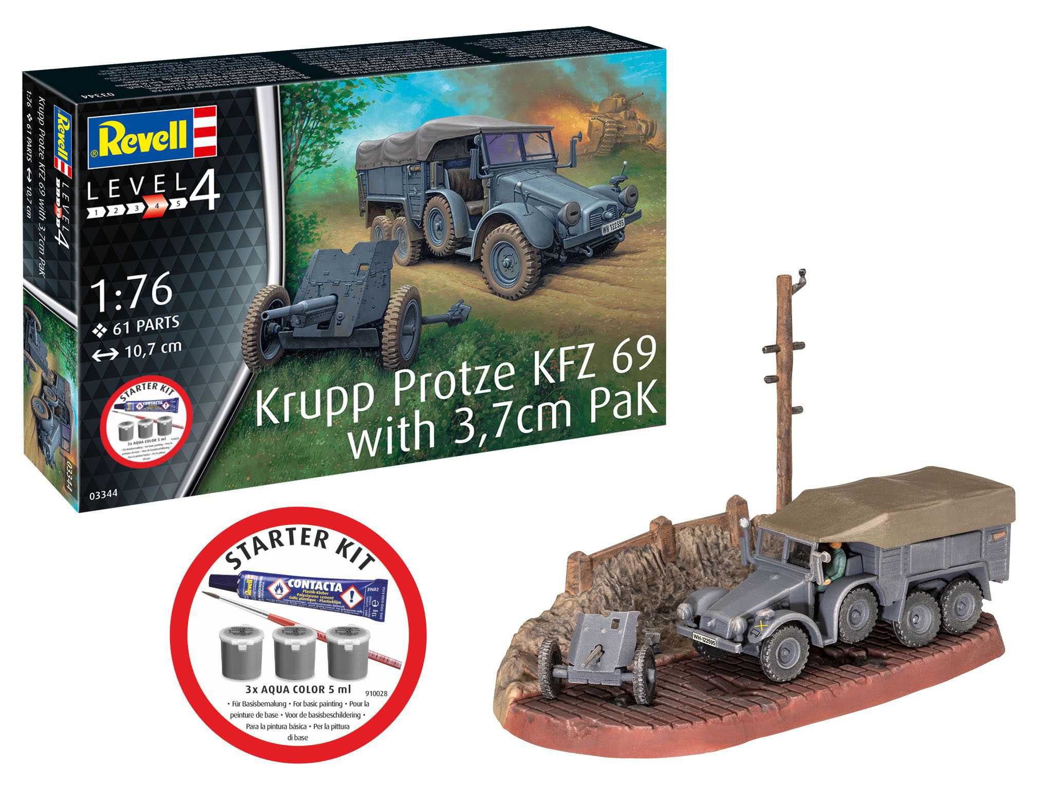 Starter Kit military 73344 - Krupp Protze KFZ 69 with 3,7cm Pak (1:76)