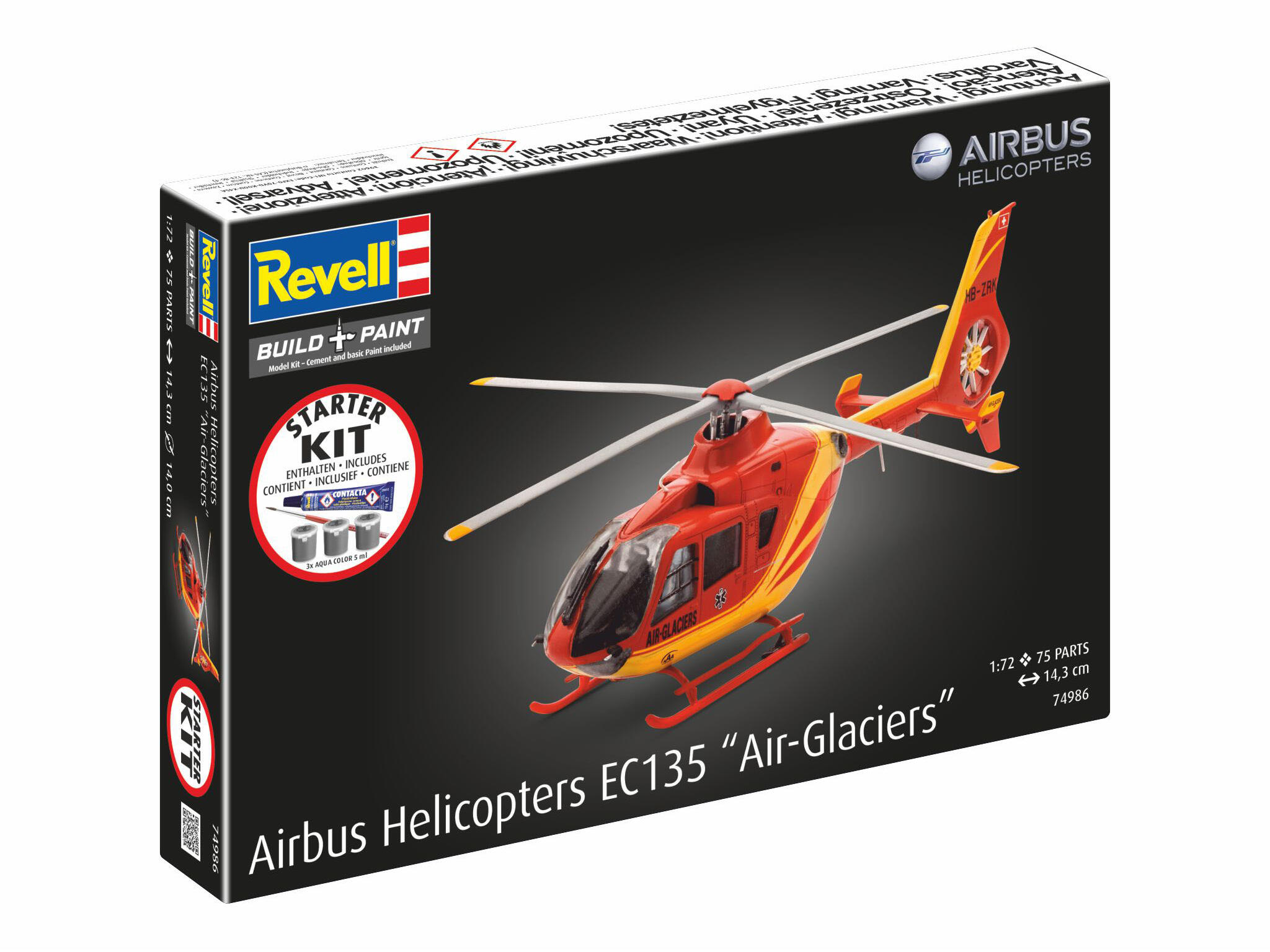 Starter Kit vrtulník 74986 - Airbus EC135 "Air-Glaciers" (1:72)