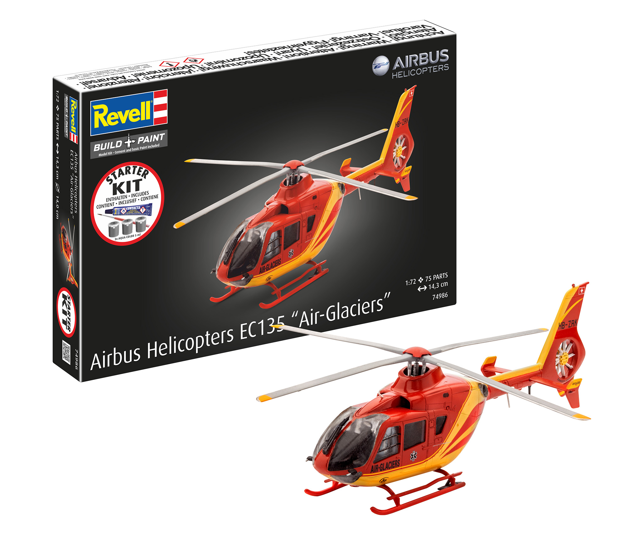 Starter Kit vrtulník 74986 - Airbus EC135 "Air-Glaciers" (1:72)