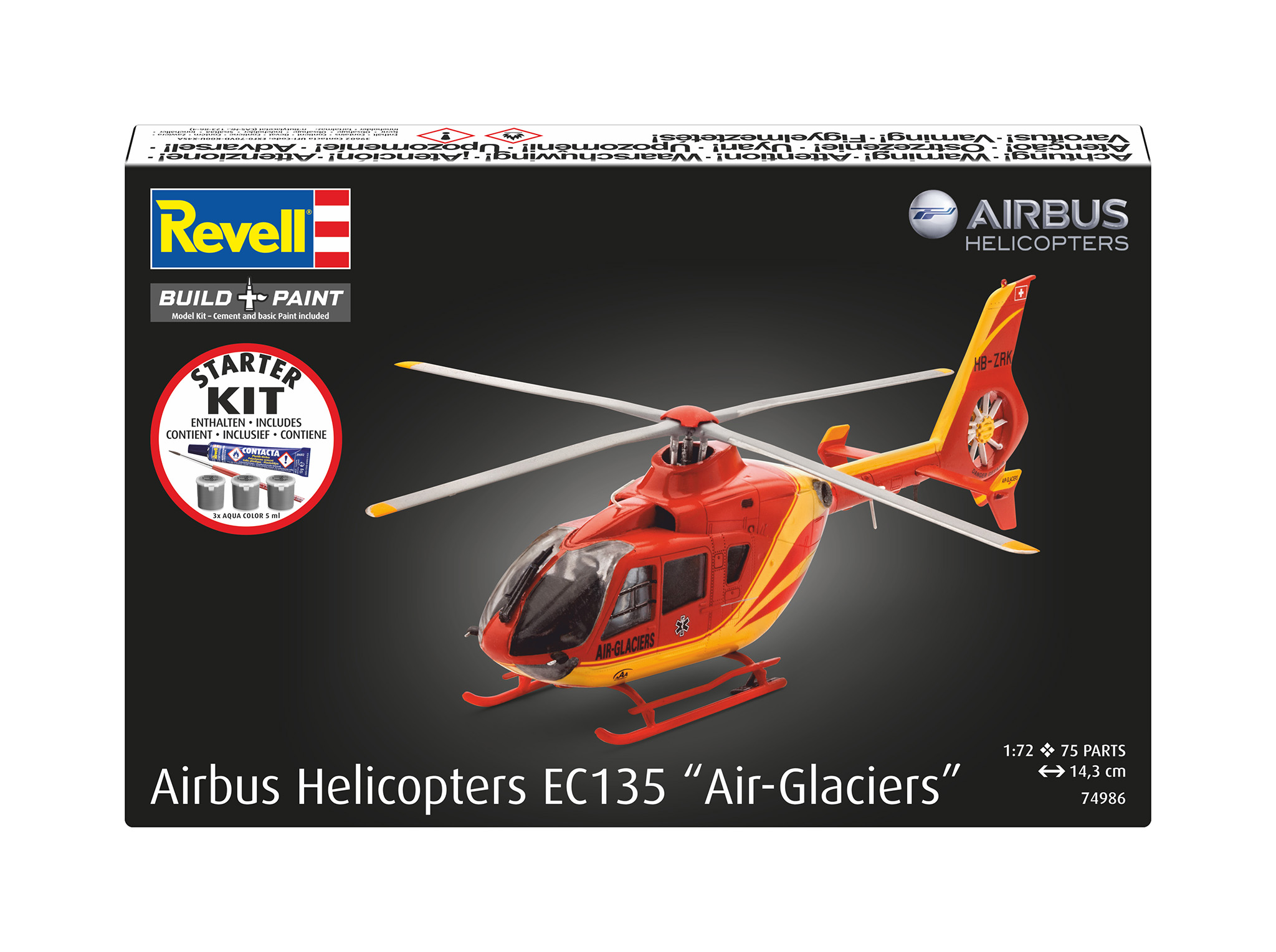 Starter Kit vrtulník 74986 - Airbus EC135 "Air-Glaciers" (1:72)