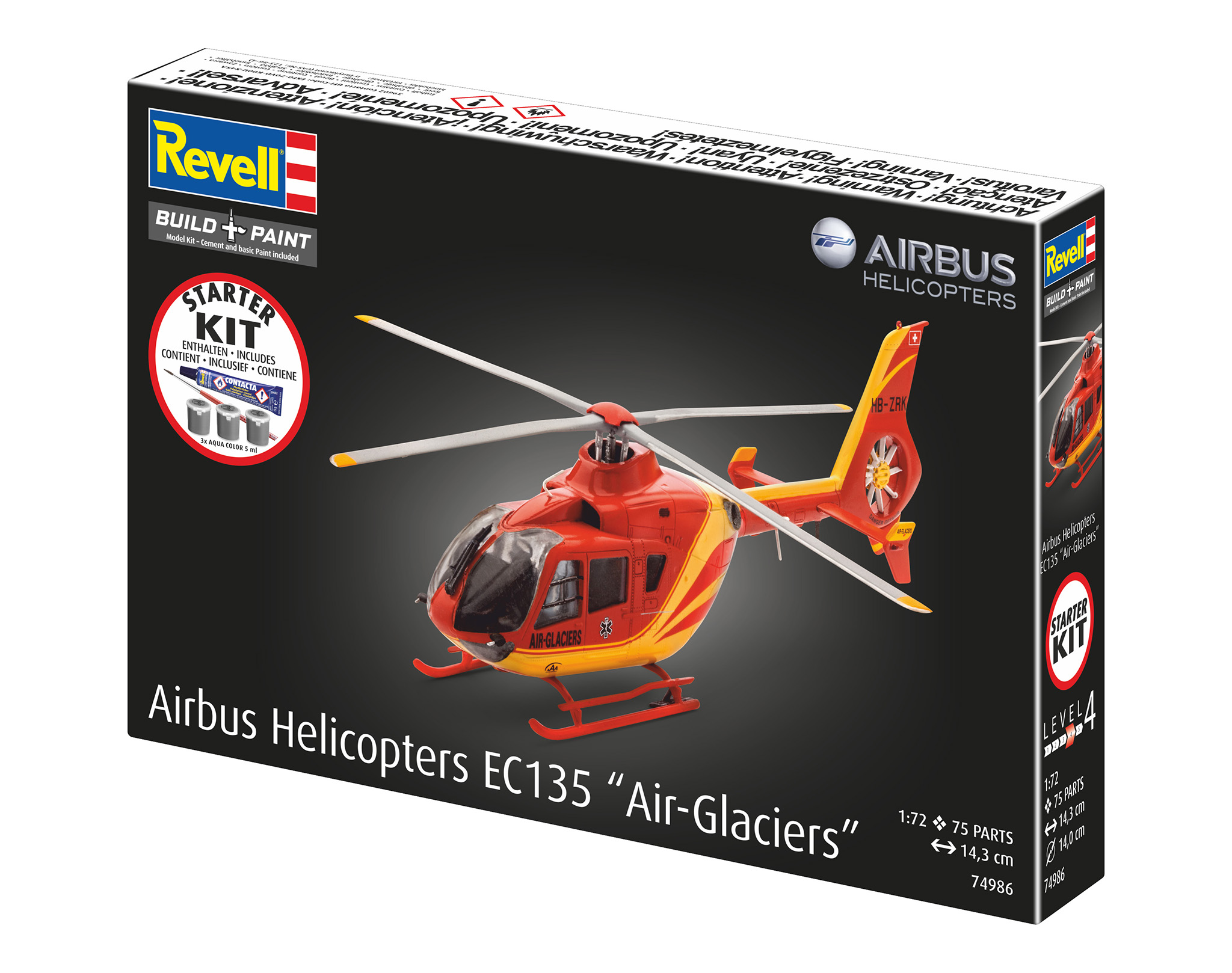 Starter Kit vrtulník 74986 - Airbus EC135 "Air-Glaciers" (1:72)
