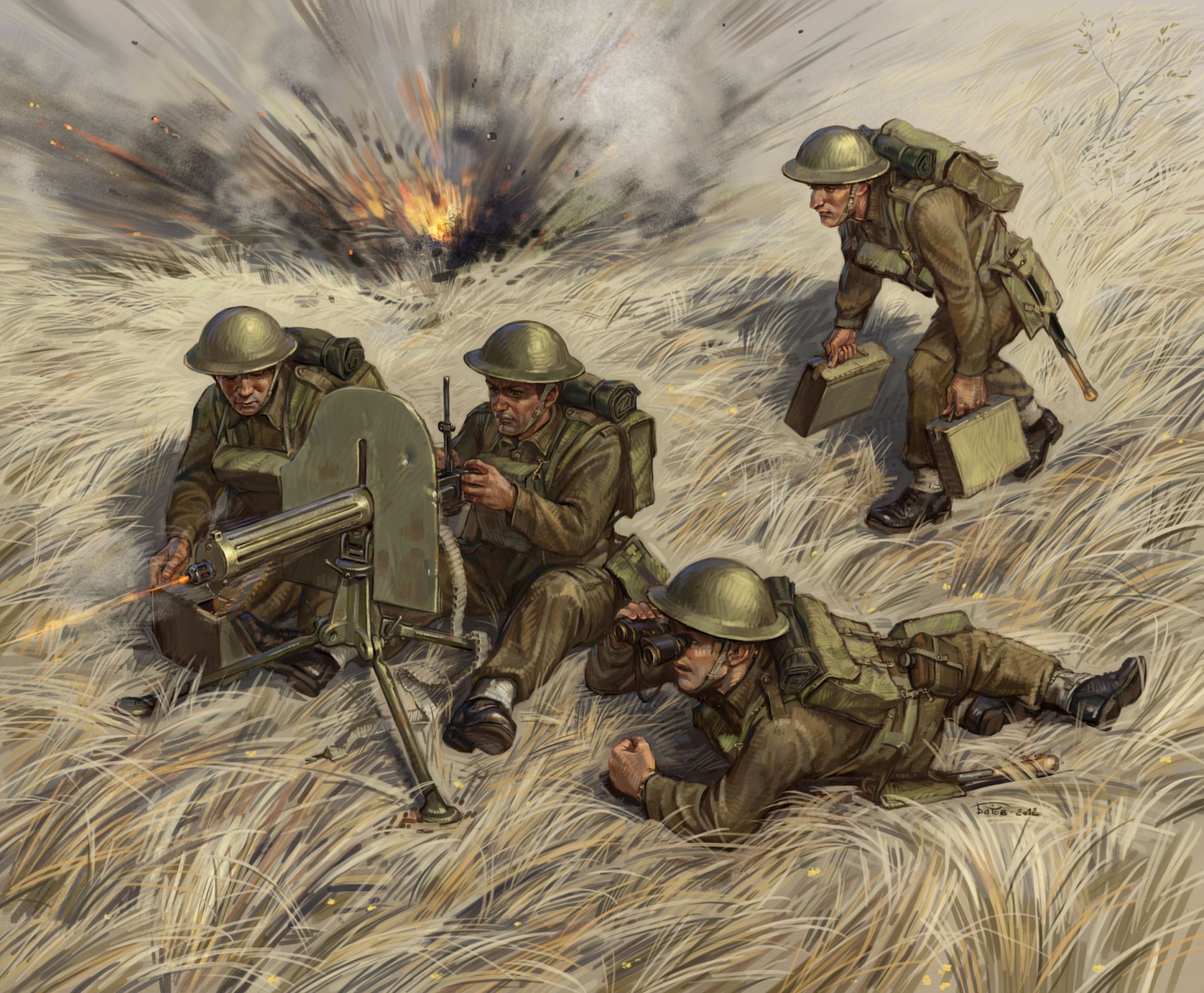 Wargames (WWII) figurky 6167 - British Machine Gun with crew 1939-42 (1:72)