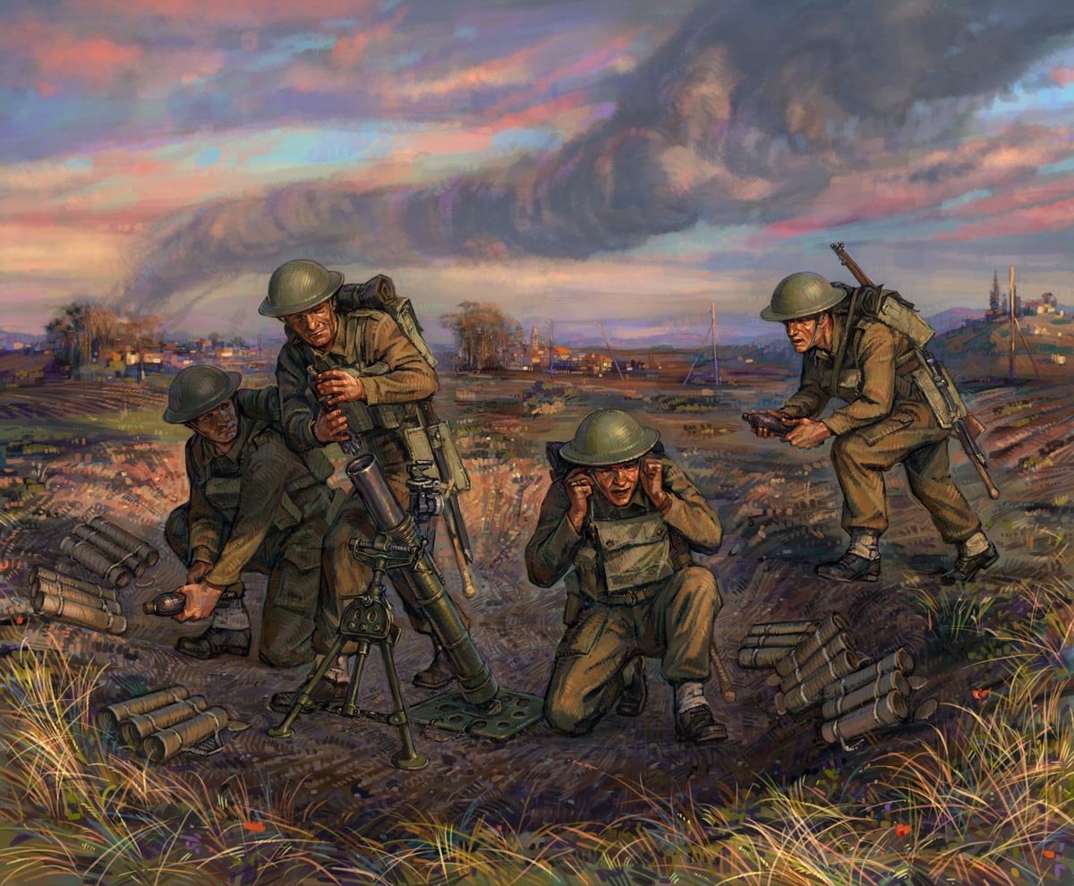 Wargames (WWII) figurky 6168 - British Mortar with crew 1939-42 (1:72)