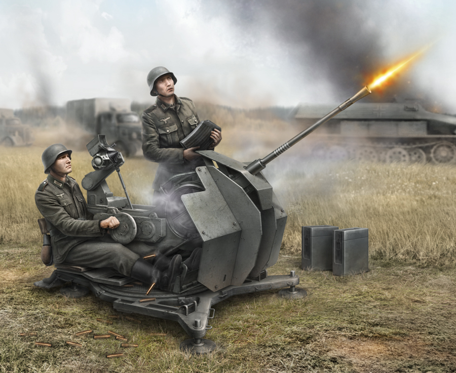 Wargames (WWII) letadlo 6117 - German Anti-Aircraft Gun with Crew (1:72)