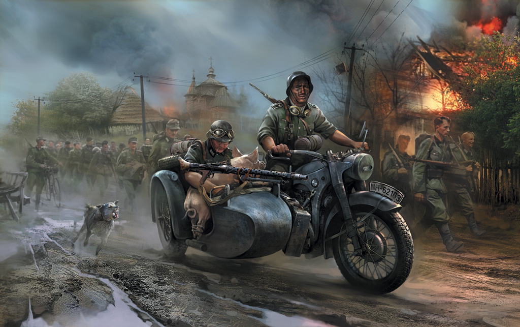 Wargames (WWII) military 6142 - German Motorcycle R-12 (1:72)